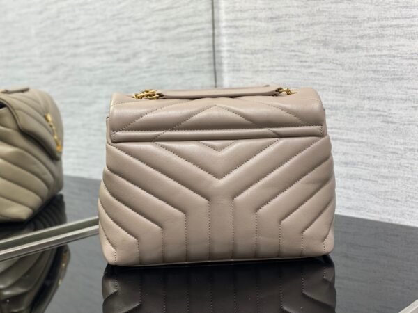 YSL LouLou Y-Shaped Satchel Medium Handbag - Camel Gray 79237 - Image 5