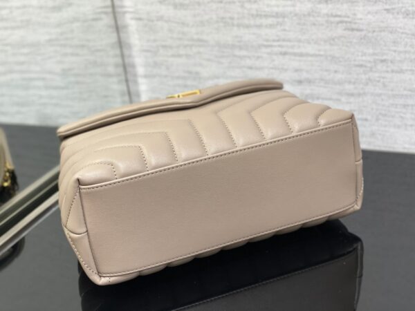 YSL LouLou Y-Shaped Satchel Medium Handbag - Camel Gray 79237 - Image 4