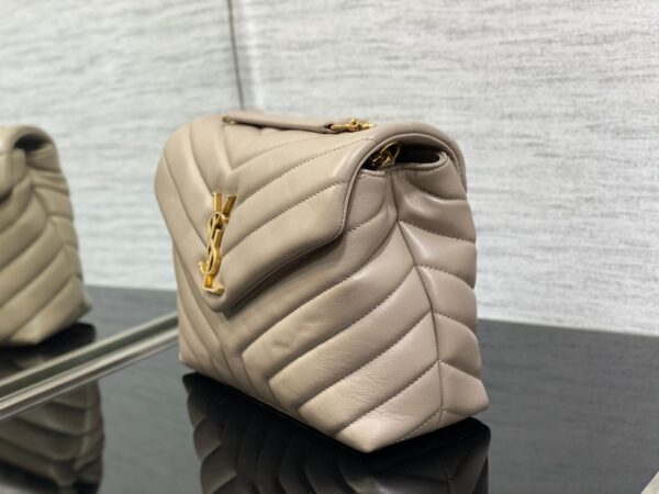 YSL LouLou Y-Shaped Satchel Medium Handbag - Camel Gray 79237 - Image 3