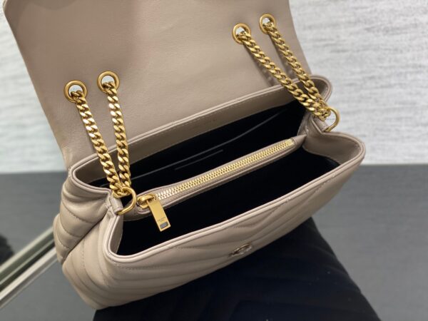 YSL LouLou Y-Shaped Satchel Medium Handbag - Camel Gray 79237 - Image 2