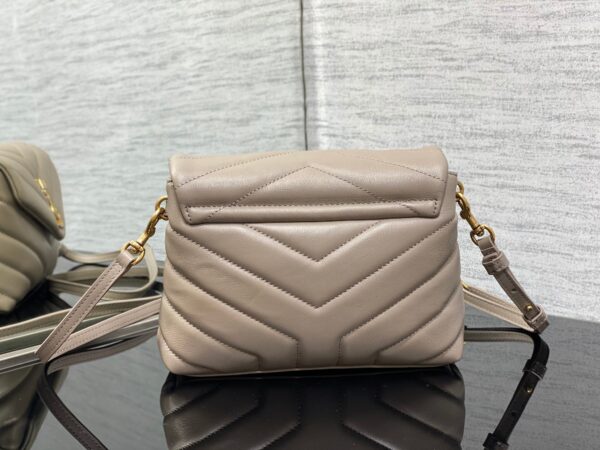 YSL LouLou Y-Shaped Satchel Small Handbag - Camel Gray 66542 - Image 5