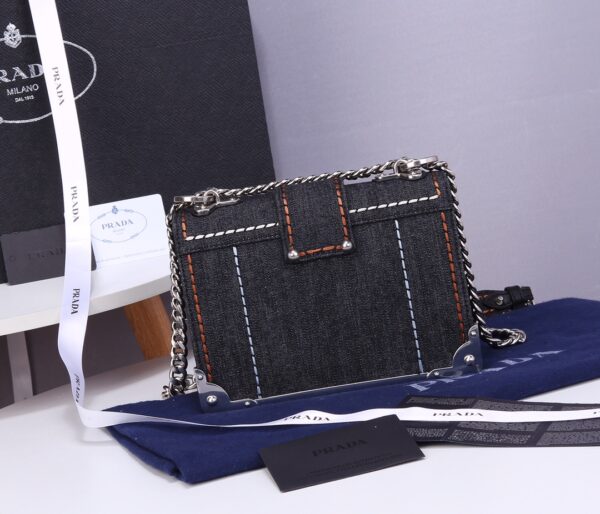 Prada Denim Shoulder Bag - Black 72320 - Image 5