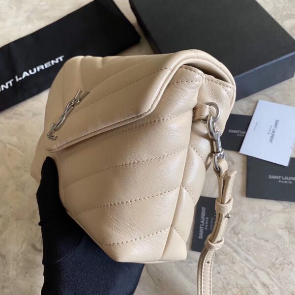 YSL LouLou Y-Shaped Satchel Small Handbag - Cream (Silver Logo) 69080 - Image 4