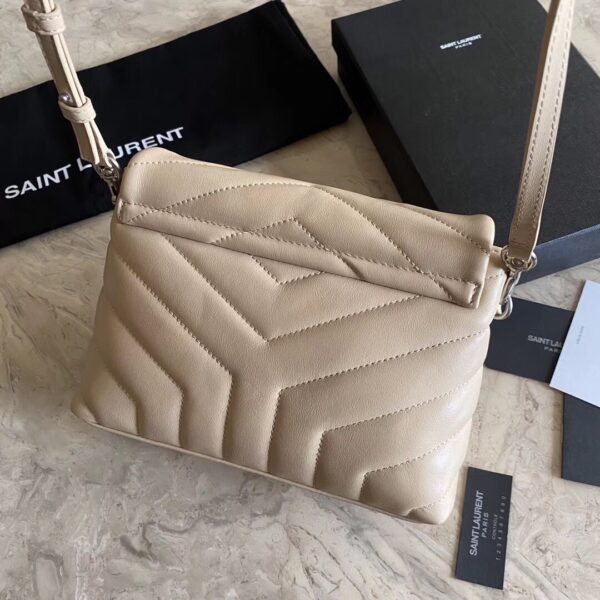 YSL LouLou Y-Shaped Satchel Small Handbag - Cream (Silver Logo) 69080 - Image 5