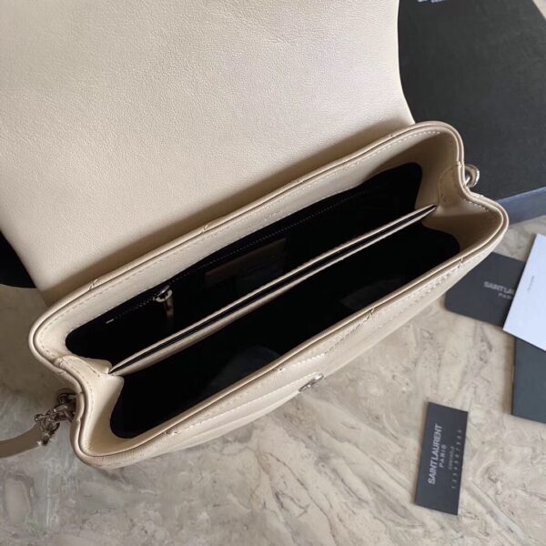 YSL LouLou Y-Shaped Satchel Small Handbag - Cream (Silver Logo) 69080 - Image 2