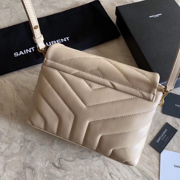 YSL LouLou Y-Shaped Satchel Small Handbag - Cream (Golden Logo) 63470 - Image 4