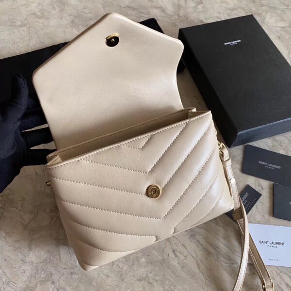 YSL LouLou Y-Shaped Satchel Small Handbag - Cream (Golden Logo) 63470 - Image 5