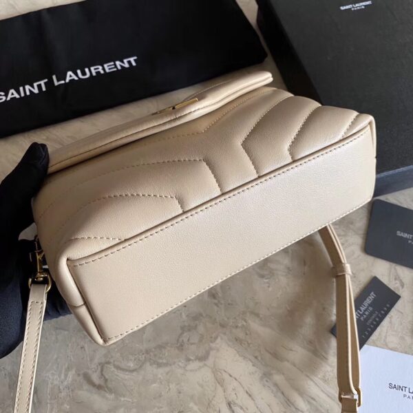 YSL LouLou Y-Shaped Satchel Small Handbag - Cream (Golden Logo) 63470 - Image 2
