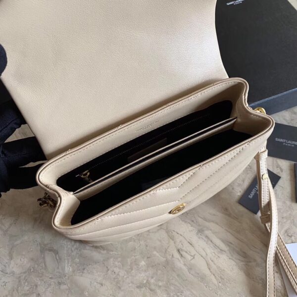 YSL LouLou Y-Shaped Satchel Small Handbag - Cream (Golden Logo) 63470 - Image 3