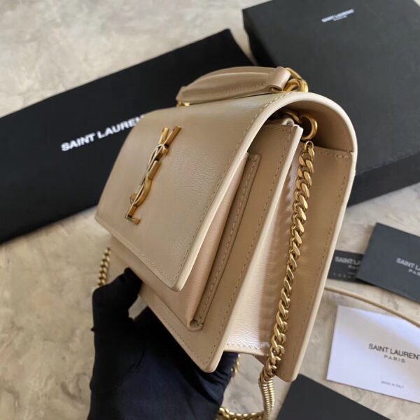 YSL Hot Toothpick Pattern Small Handbag - Caramel 66894 - Image 3