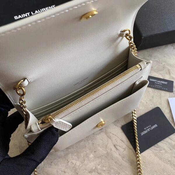 YSL Hot Toothpick Pattern Small Handbag - White 12632 - Image 5