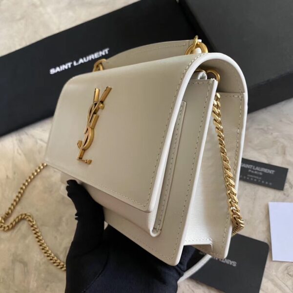 YSL Hot Toothpick Pattern Small Handbag - White 12632 - Image 3