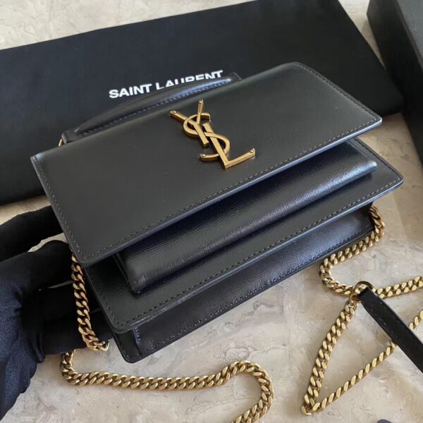 YSL Hot Toothpick Pattern Small Handbag - Black 55423 - Image 4