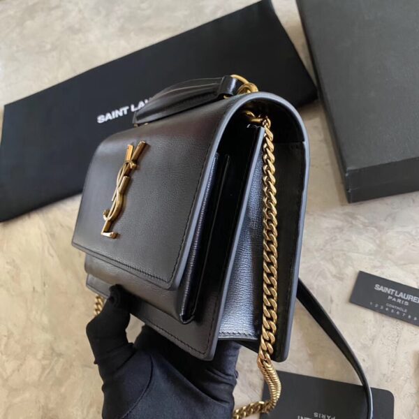 YSL Hot Toothpick Pattern Small Handbag - Black 55423 - Image 3