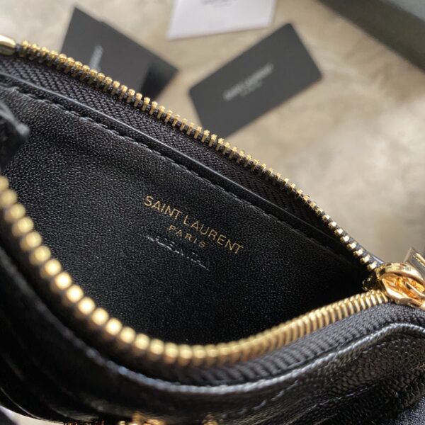 YSL Caviar Zipper Card Holder - Black 39560 - Image 2