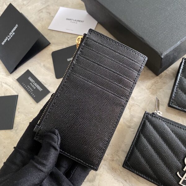 YSL Caviar Zipper Card Holder - Black 39560 - Image 3