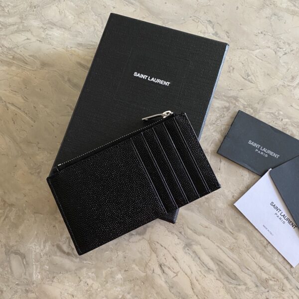YSL Caviar Zipper Card Holder - Black 64325 - Image 2