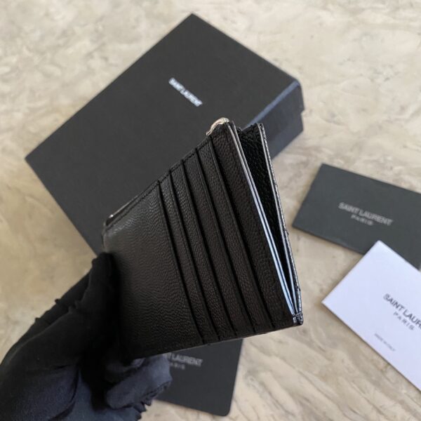 YSL Caviar Zipper Card Holder - Black 64325 - Image 4