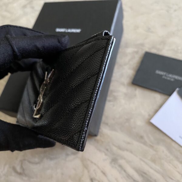 YSL Caviar Zipper Card Holder - Black 64325 - Image 3