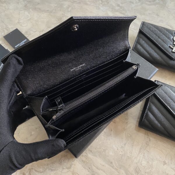 YSL Caviar Wallet Practical One zipper Compartment Bag - Black (Black) 16570 - Image 2