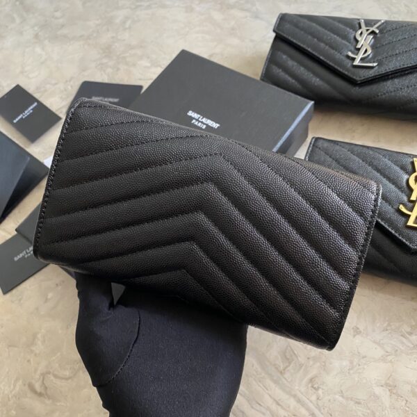YSL Caviar Wallet Practical One zipper Compartment Bag - Black (Black) 16570 - Image 4