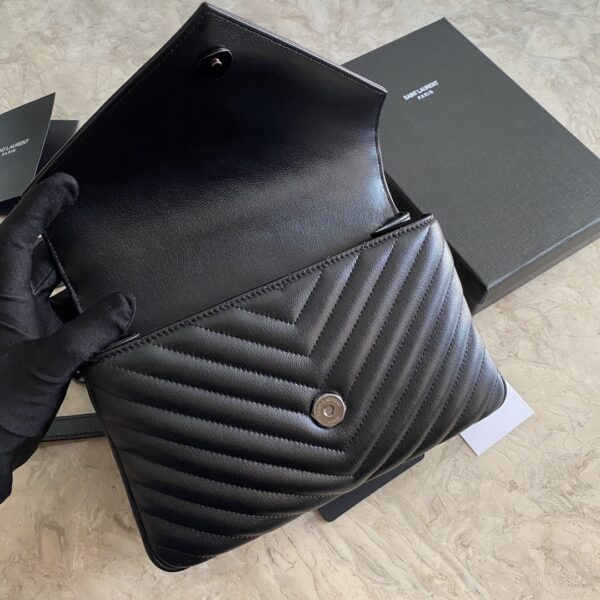 YLS Saint Laurent Medium Chain Messenger Bag  - Black 97013 - Image 3