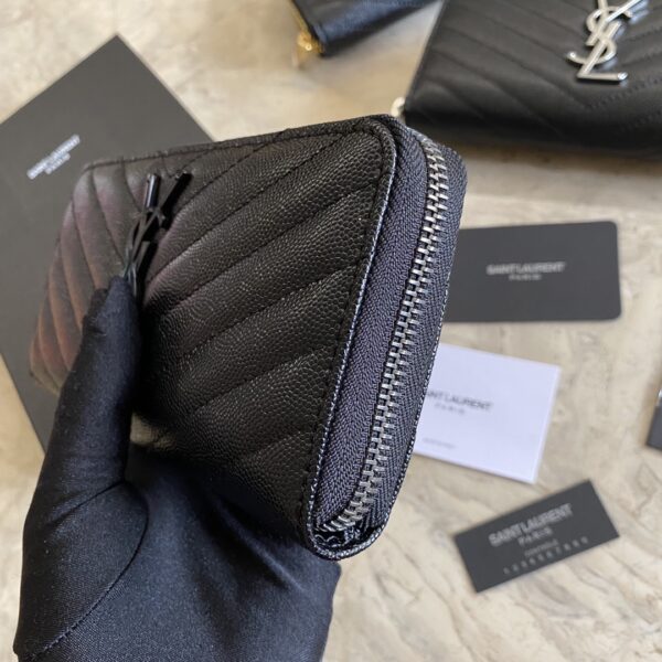YSL Caviar Zipper Wallet - Black (Black) 27615 - Image 5