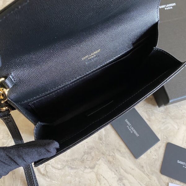 YSL Caviar Clutch With Small Handle - Black (Golden) 66298 - Image 2