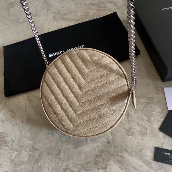 YSL Vinyle Cute Round Bag  - Cream 57617 - Image 5
