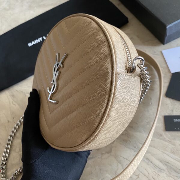 YSL Vinyle Cute Round Bag  - Cream 57617 - Image 4