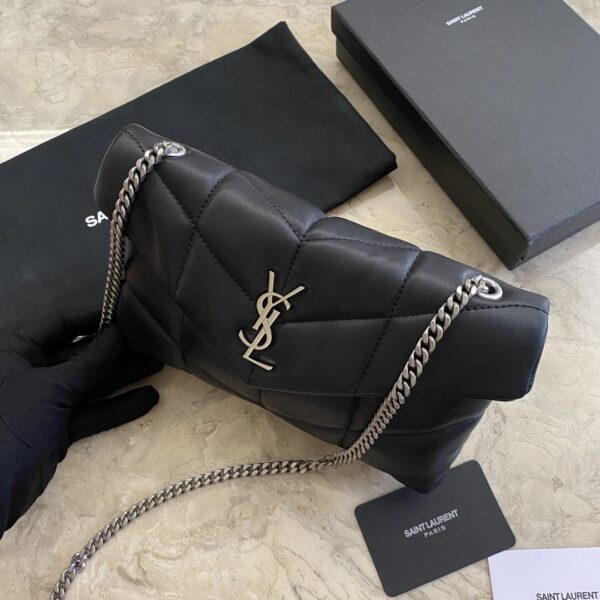 YSL Loulou Puffer Mini Bag – Black (Silver) 50446 - Image 3