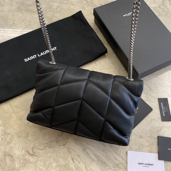 YSL Loulou Puffer Mini Bag – Black (Silver) 50446 - Image 4