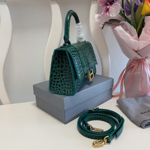 Balenciaga Crocodile Small Hourglass Bag - Green 35898 - Image 4