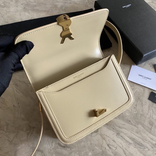 YSL Monogram Cross-body Shoulder Small Handbag - Cream 73028 - Image 3