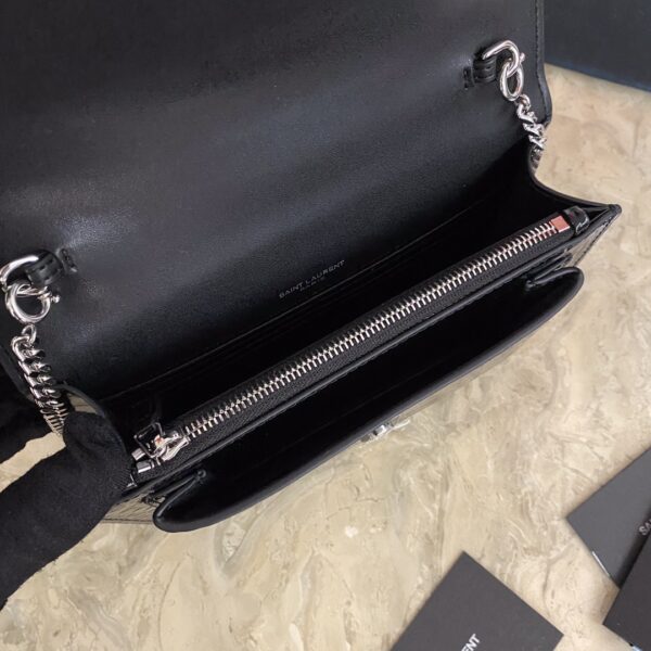 YSL Hot Small Crocodile Pattern Shoulder Bag - Black 77677 - Image 2