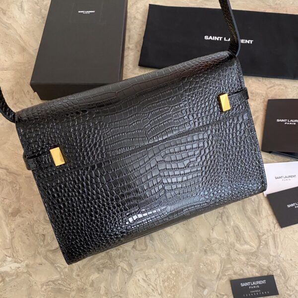 YSL Small Crocodile Flap Baguette Bag - Black 99748 - Image 2