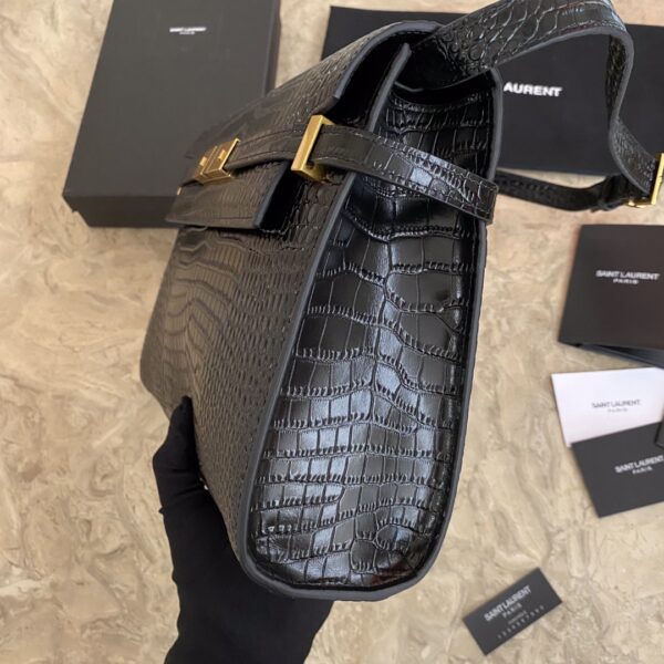 YSL Small Crocodile Flap Baguette Bag - Black 99748 - Image 5
