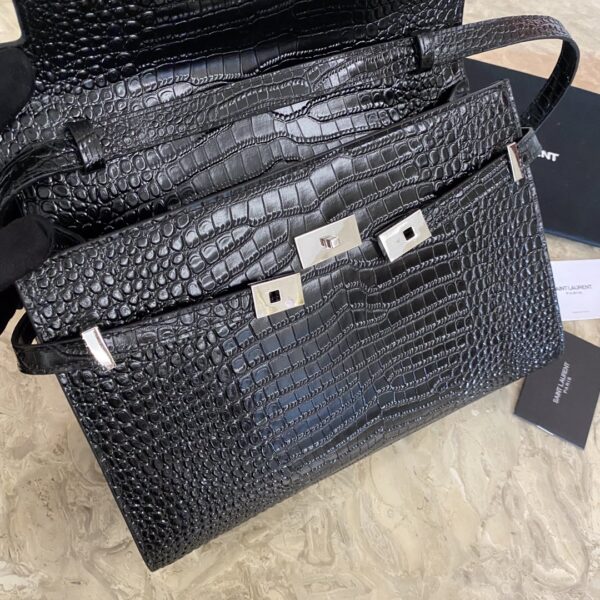 YSL Small Crocodile Flap Baguette Bag - Black 21157 - Image 3