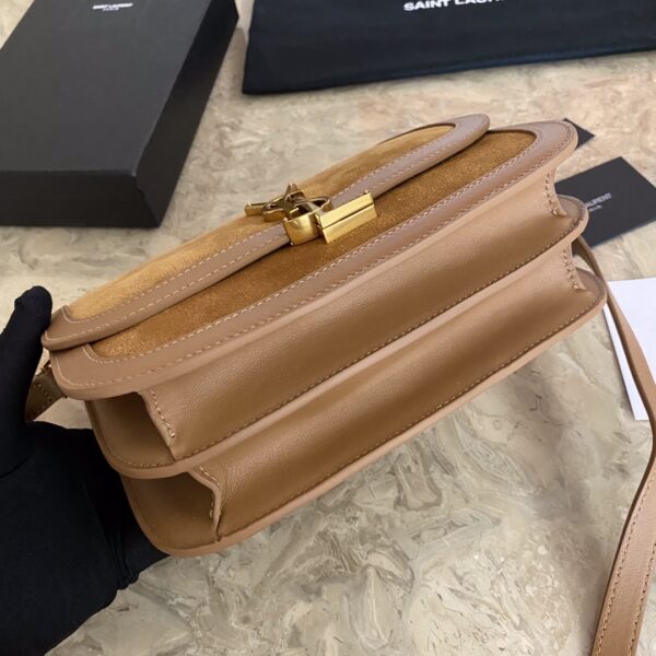YSL SOLFElNO Suede and Denim Medium Size Handbag - Brown 13225 - Image 4