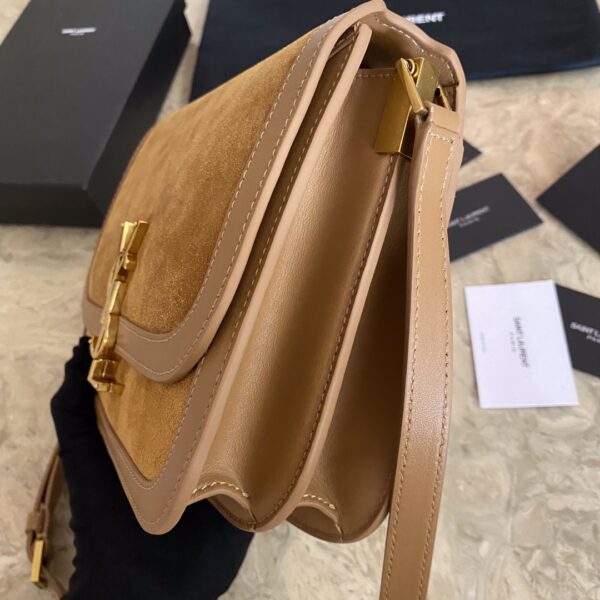 YSL SOLFElNO Suede and Denim Medium Size Handbag - Brown 13225 - Image 3