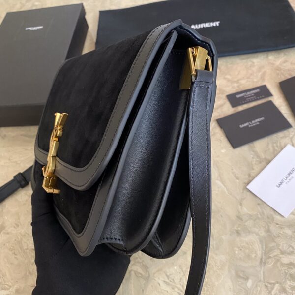 YSL SOLFElNO Suede and Denim Medium Size Handbag - Black 49122 - Image 3