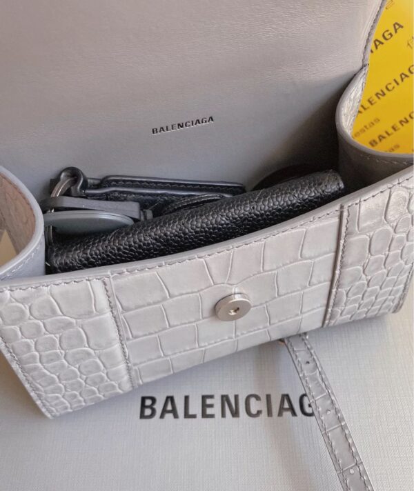 Balenciaga Crocodile Small Hourglass Bag - Gray 86246 - Image 5