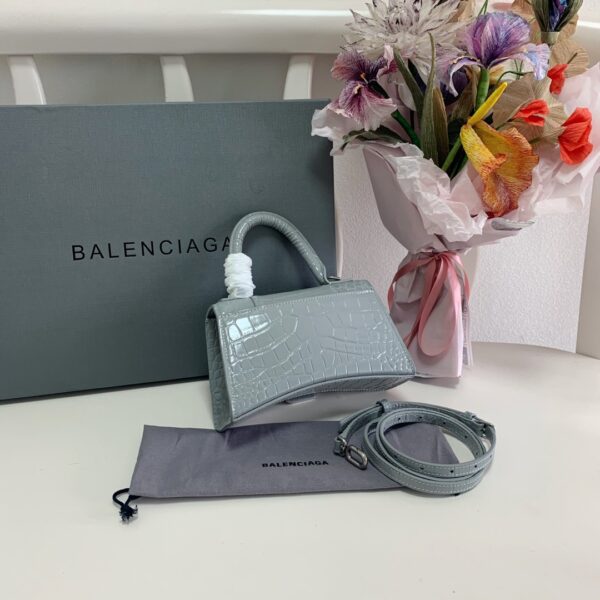 Balenciaga Crocodile Small Hourglass Bag - Gray 86246 - Image 2