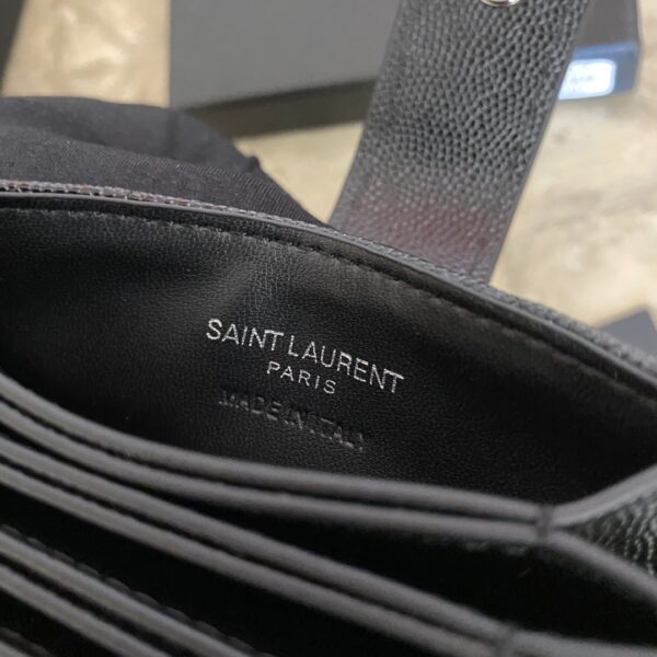 YSL Caviar Card Holder - Black (Silver) 37483 - Image 2
