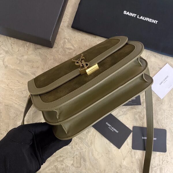 YSL SOLFElNO Suede and Denim Medium Size Handbag - Green 14129 - Image 3