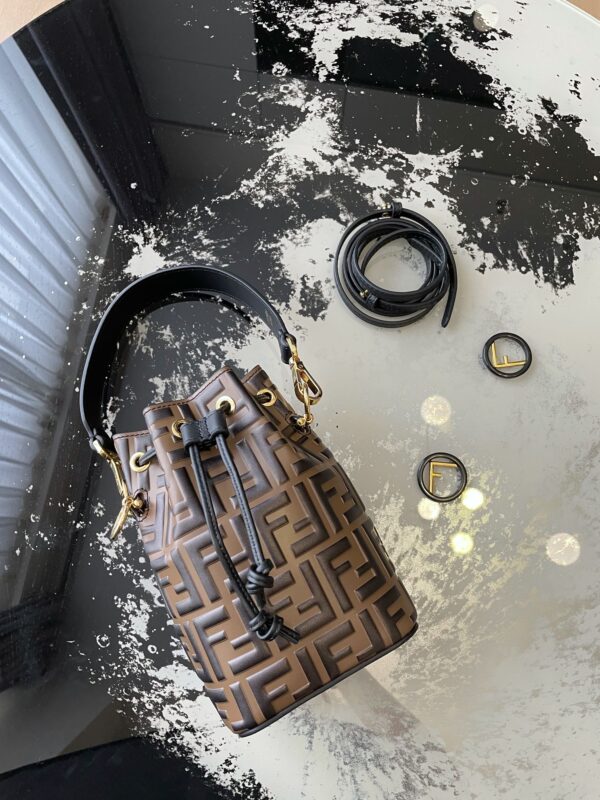 Fendi Mini Bucket Handbag - Brown/Black 50388 - Image 3