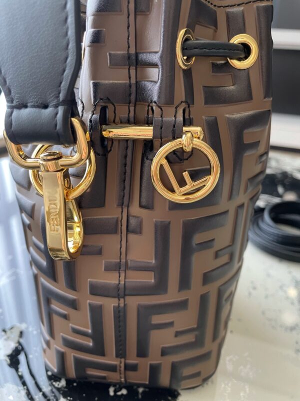 Fendi Mini Bucket Handbag - Brown/Black 50388 - Image 4