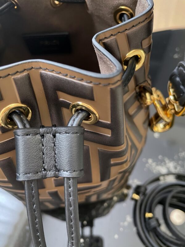 Fendi Mini Bucket Handbag - Brown/Black 50388 - Image 5