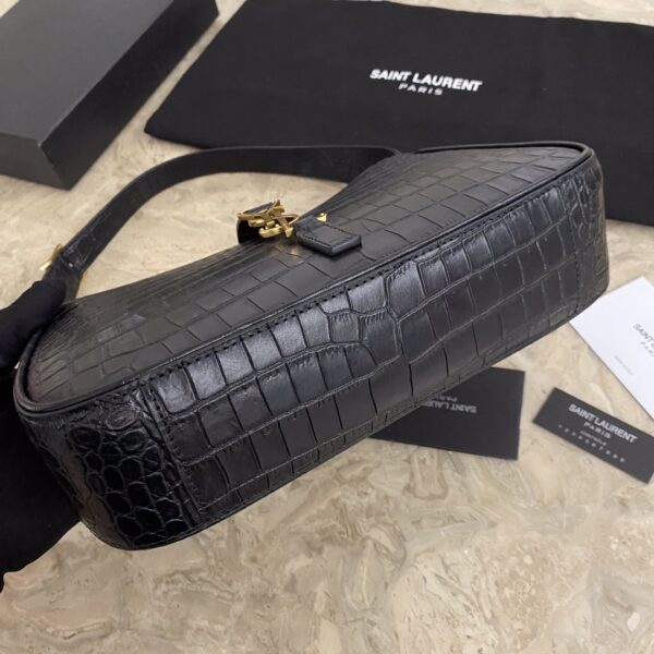YSL’s New Crocodile Pattern Armpit Bag - Black 68208 - Image 4