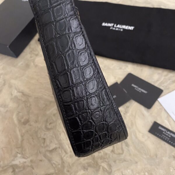 YSL’s New Crocodile Pattern Armpit Bag - Black 68208 - Image 3